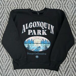 Peace Collective Algonquin Park Black Crew Neck Sweatshirt Size Small